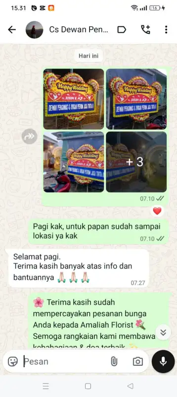 Testimonial papan bunga BELITUNG